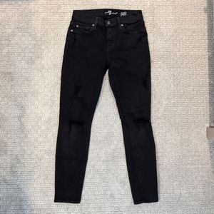 7 For All Mankind Black Distressed Ankle Jeans 25